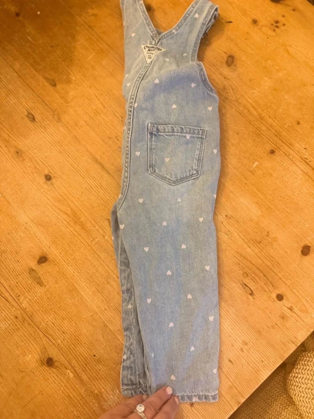 OshKosh B'gosh Light Blue Denim Heart-Print Overalls